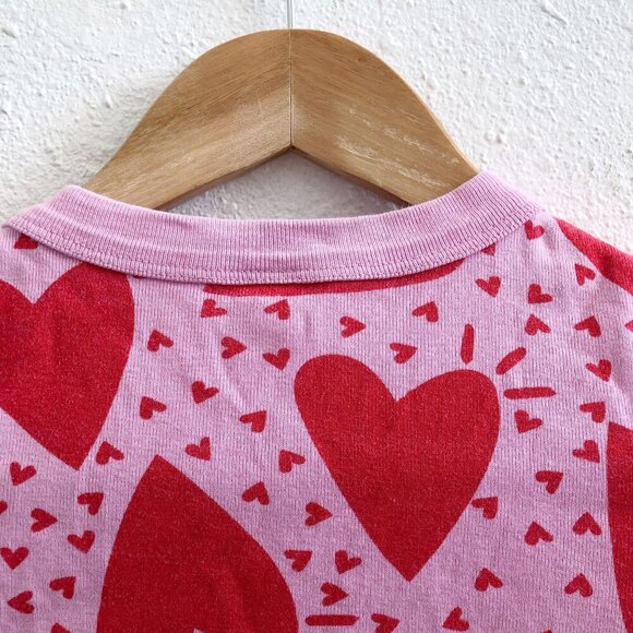 HANNA ANDERSSON Kids Long John Pajama Set In Organic Cotton Hearts Print Size 5 - Picture 3 of 16